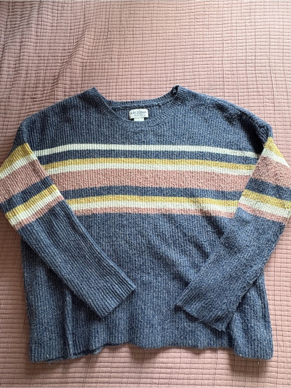 Arizona Jean Company Blue Stripe Crewneck Sweater